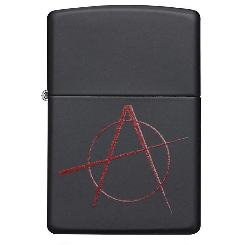 Load image into Gallery viewer, Zippo Windproof Lighter Red Anarchy Symbol Black Matte
