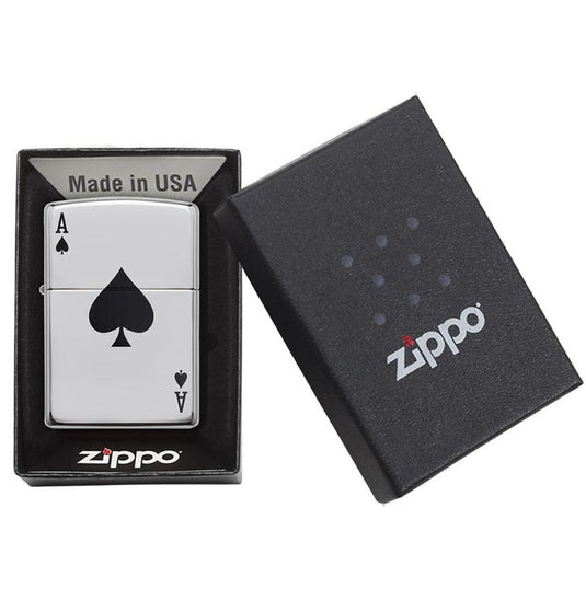 Zippo Windproof Lighter Simple Spade Design High Polish Chrome