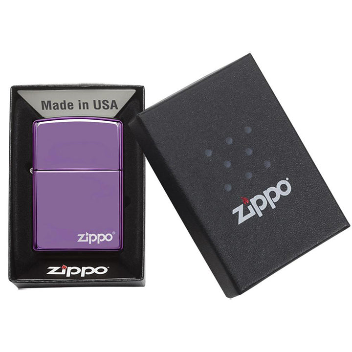Load image into Gallery viewer, Zippo Windproof Lighter Classic High Polish Purple Zippo Logo
