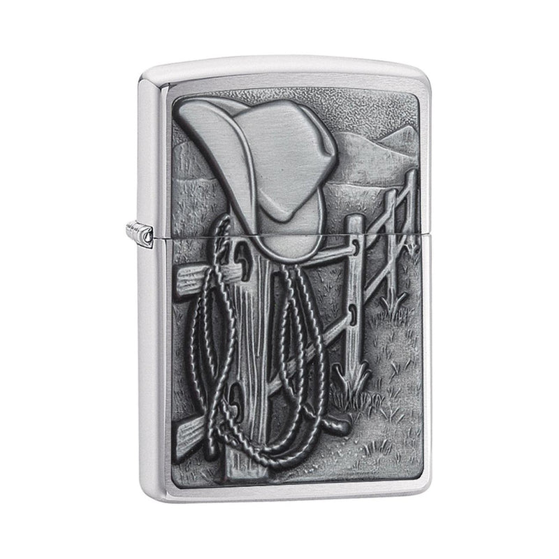 Load image into Gallery viewer, Zippo Windproof Lighter Resting Cowboy Brushed Chrome

