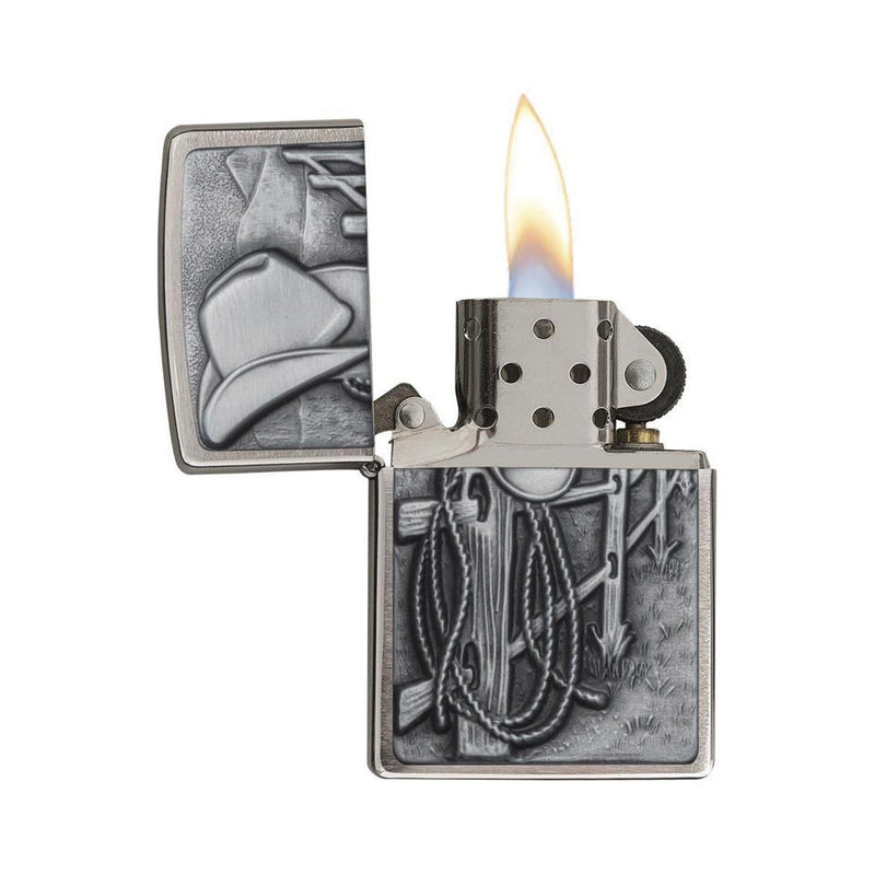 Load image into Gallery viewer, Zippo Windproof Lighter Resting Cowboy Brushed Chrome
