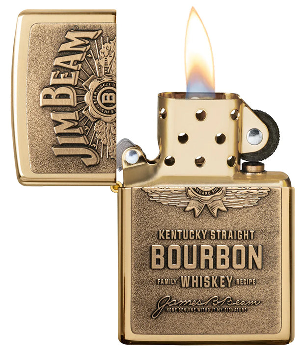 Load image into Gallery viewer, Zippo Windproof Lighter Jim Beam Brass Emblem High Polish Brass
