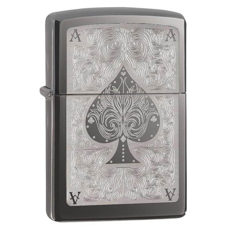 Load image into Gallery viewer, Zippo Windproof Lighter Ace Filagree Black Ice Finish

