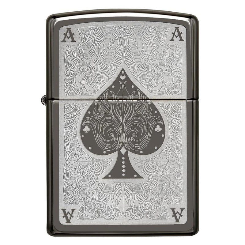 Load image into Gallery viewer, Zippo Windproof Lighter Ace Filagree Black Ice Finish
