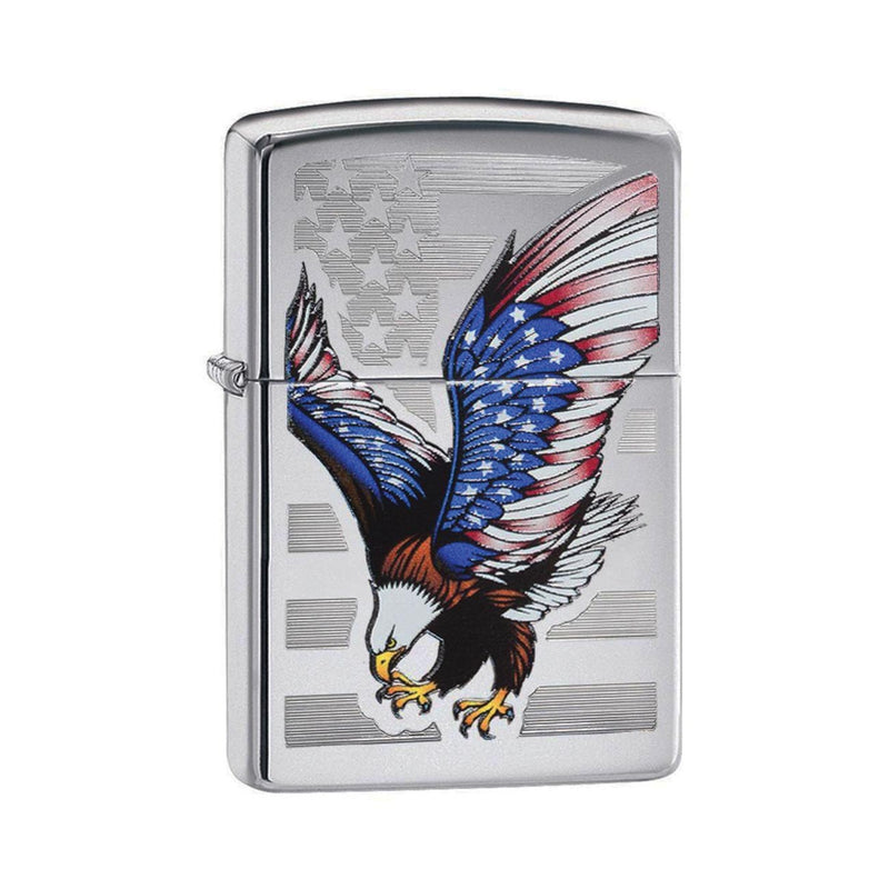 Load image into Gallery viewer, Zippo Windproof Lighter E-star Award W/patriotic Eagle Flag High Polish Chrome
