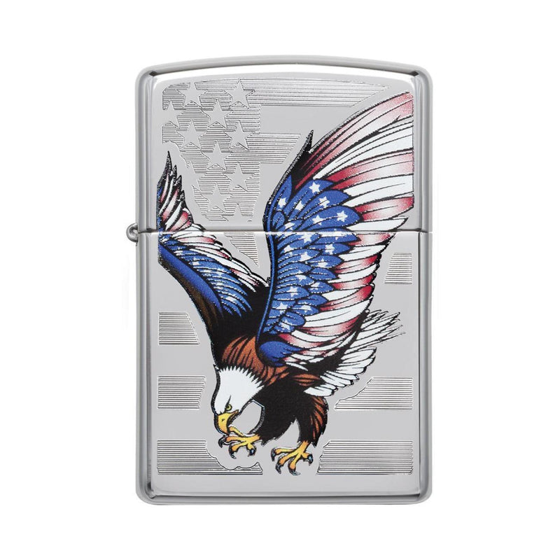 Load image into Gallery viewer, Zippo Windproof Lighter E-star Award W/patriotic Eagle Flag High Polish Chrome
