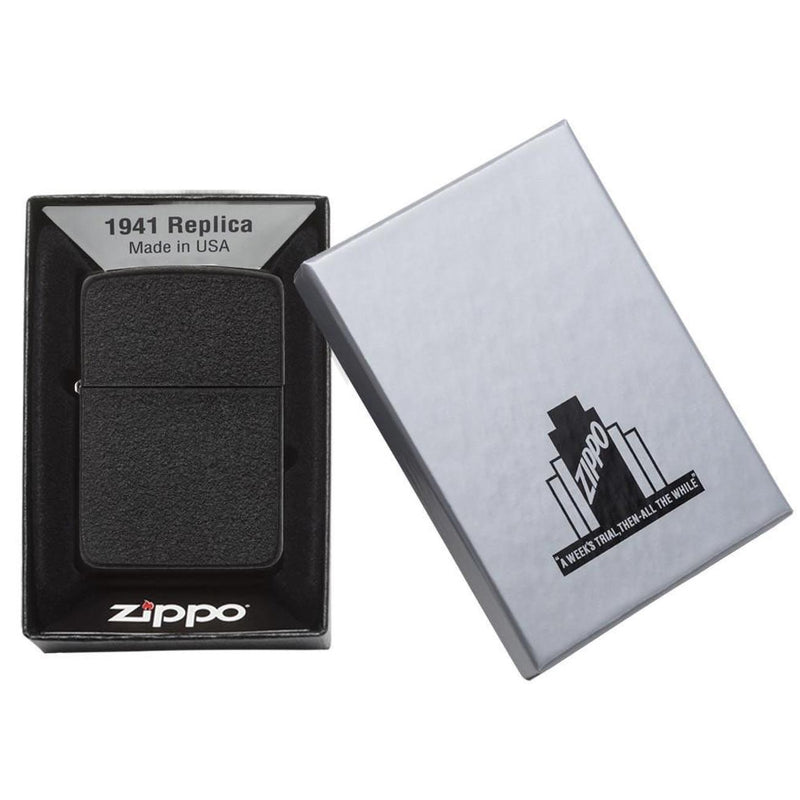 Load image into Gallery viewer, Zippo Windproof Lighter 1941 Replica Black Crackle Finish
