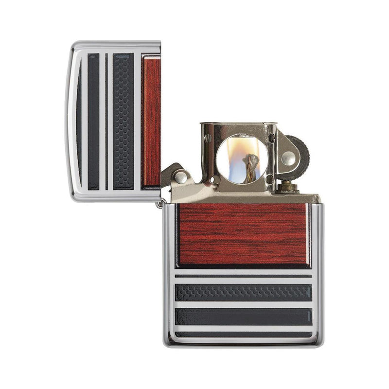 Load image into Gallery viewer, Zippo Windproof Lighter Pipe Wood Design W/pipe Lighter Insert High Polish Chrome
