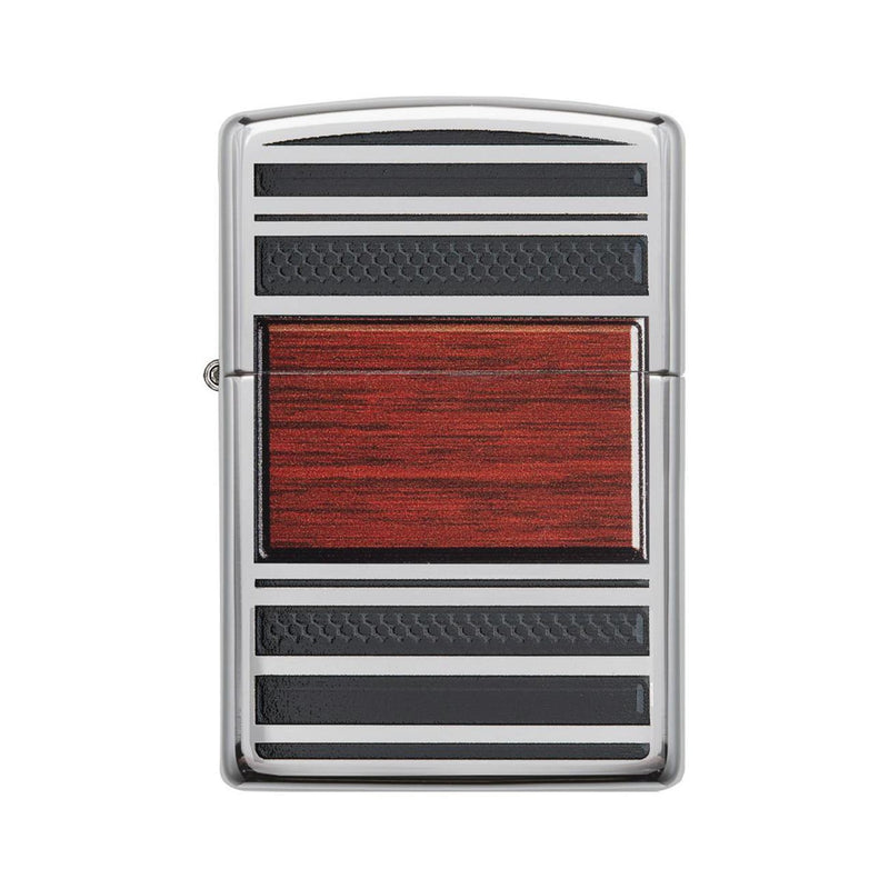 Load image into Gallery viewer, Zippo Windproof Lighter Pipe Wood Design W/pipe Lighter Insert High Polish Chrome
