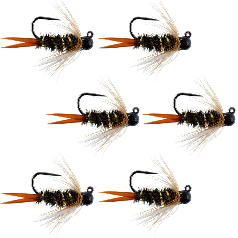 Load image into Gallery viewer, Black Tungsten Bead Prince Jig Tactical Czech Nymph Euro Nymphing Fly - 6 Flies Size 10
