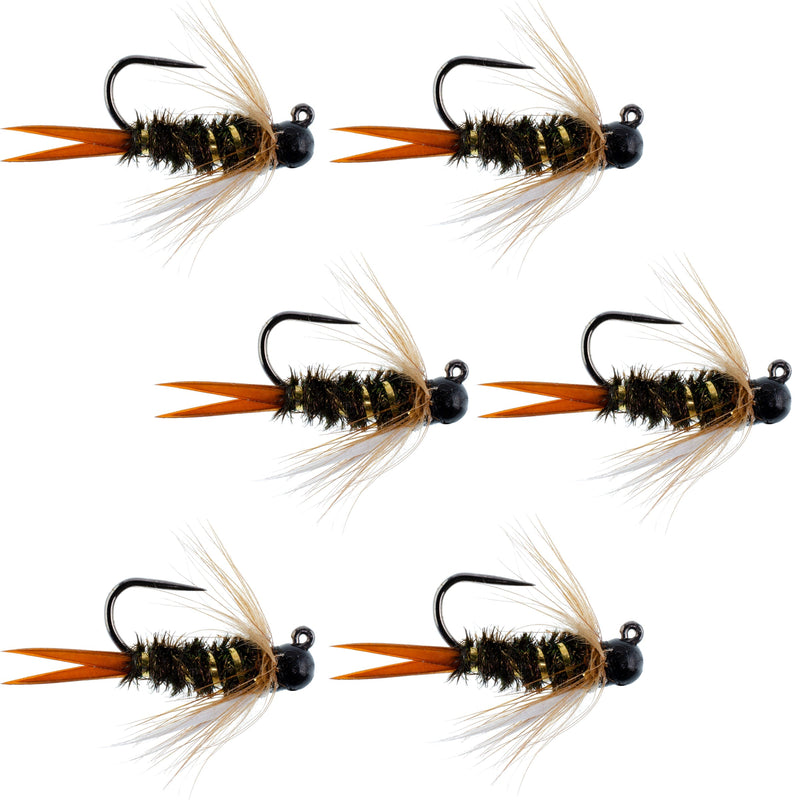 Load image into Gallery viewer, Black Tungsten Bead Prince Jig Tactical Czech Nymph Euro Nymphing Fly - 6 Flies Size 12

