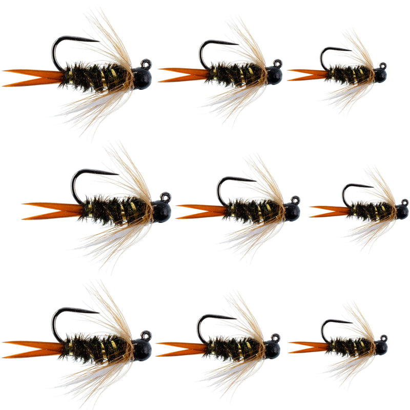 Load image into Gallery viewer, Black Tungsten Bead Prince Jig Assortment Tactical Czech Nymph Euro Nymphing Fly - 9 Flies Sizes 12, 14, 16
