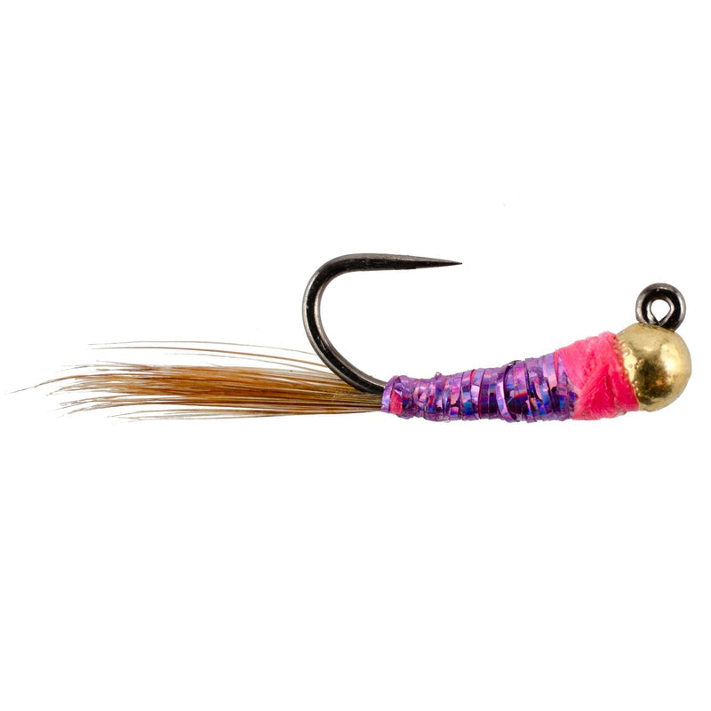 Load image into Gallery viewer, 3 Pack Tungsten Bead Hot Spot Purple Perdigon Tactical Jig Spanish Czech Euro Nymph Fly - Hook  Size 16
