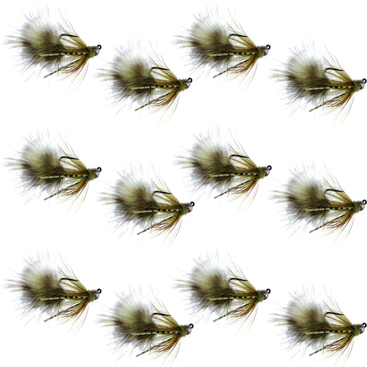 Tungsten Bead Tactical Mini Bugger Euro Nymph Fly - 12 Flies Size 8