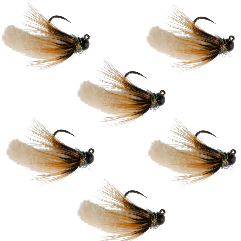 Load image into Gallery viewer, Tungsten Bead Cream Mop Fly Tactical Jig Euro Nymph  - 6 Flies Size 14
