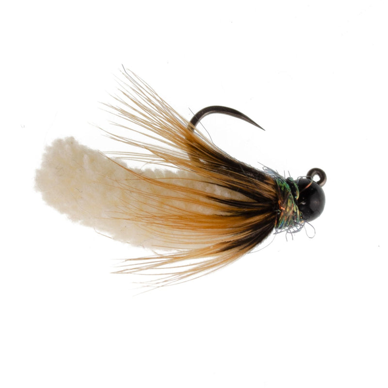 Load image into Gallery viewer, 3 Pack Tungsten Bead Cream Mop Fly Tactical Jig Czech Euro Nymph Barbless Fly - 3 Flies Size 14
