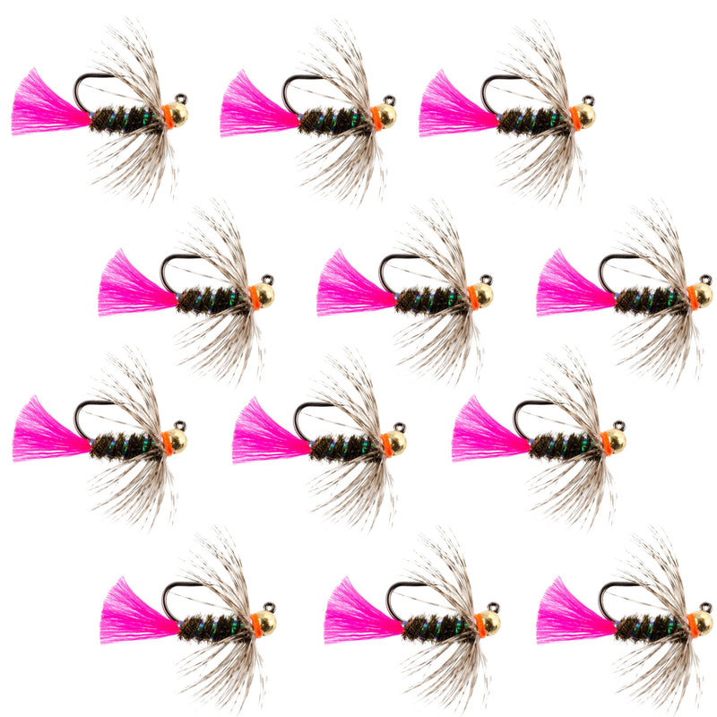 Load image into Gallery viewer, Tungsten Bead Jig Tactical Blow Torch Czech Nymph Euro Nymphing Fly - 1 Dozen Flies Size 10
