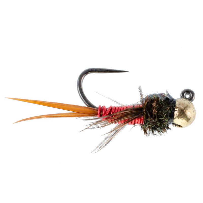 Load image into Gallery viewer, Tungsten Bead Tactical Jig Copper John Red Czech Nymph Euro Nymphing Fly - 6 Flies Size 16

