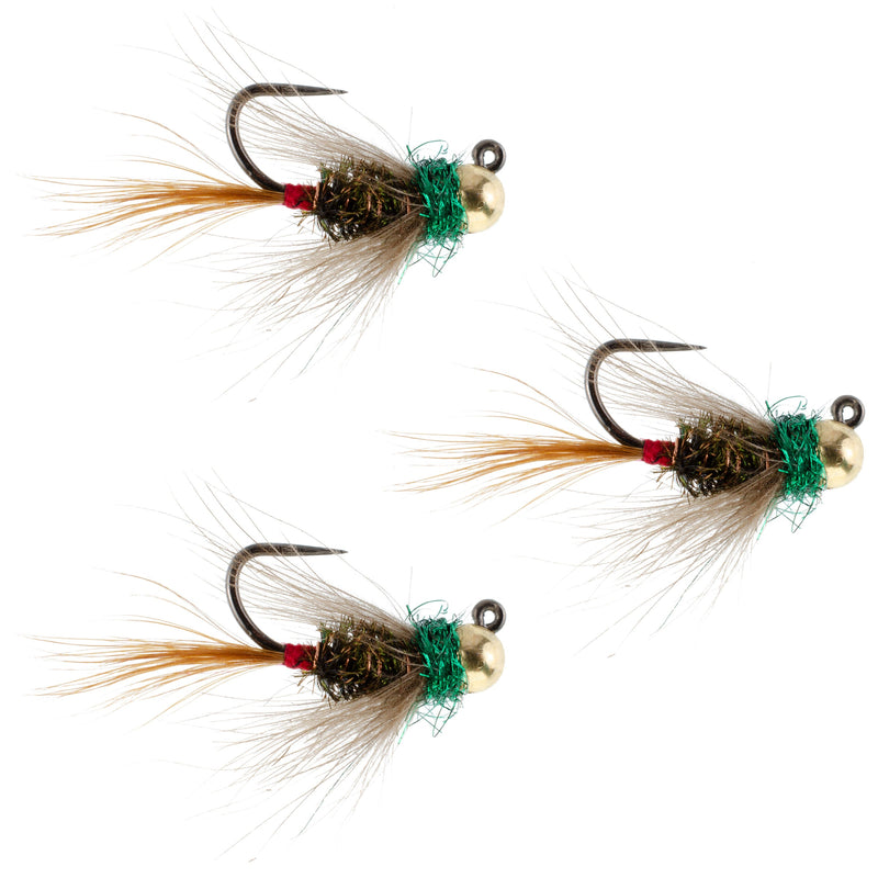 Load image into Gallery viewer, 3 Pack Tungsten Bead Tactical CDC Frenchie Czech Nymph Euro Nymphing Fly - Hook Size 16
