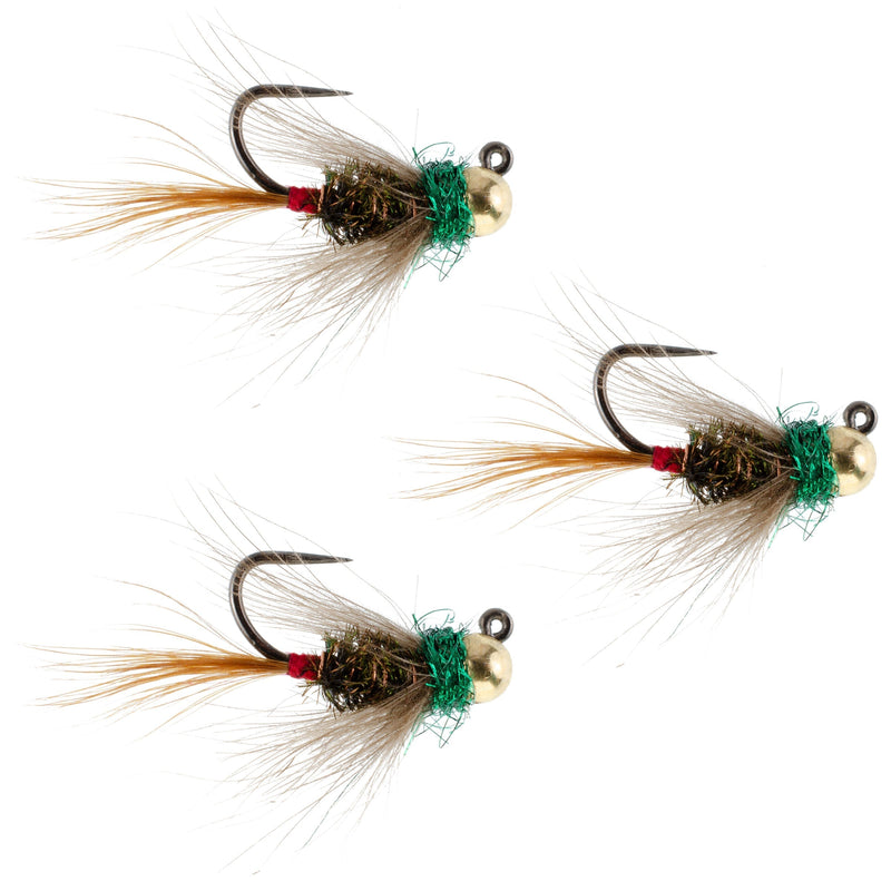 Load image into Gallery viewer, 3 Pack Tungsten Bead Tactical CDC Frenchie Czech Nymph Euro Nymphing Fly - Hook Size 12
