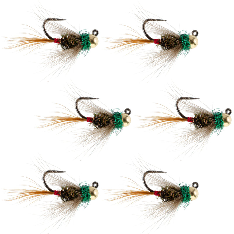 Load image into Gallery viewer, Tungsten Bead Tactical CDC Frenchie Czech Nymph Euro Jig - 6 Flies Size 12
