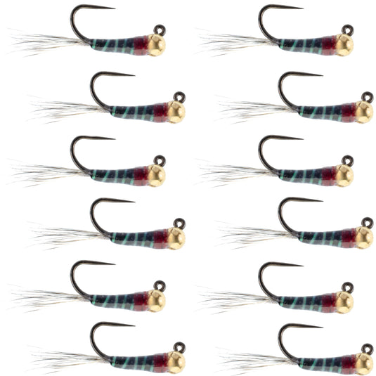 Tungsten Black Perdigon Tactical Jig Czech Euro Nymph - 12 Flies Size 14