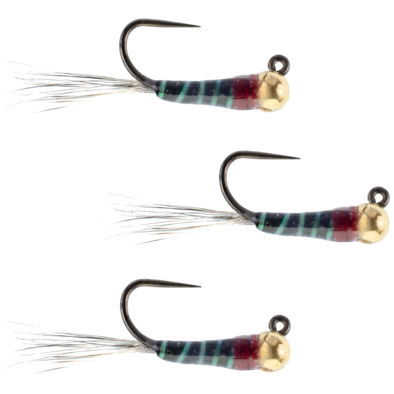 Load image into Gallery viewer, 3 Pack Tungsten Bead Black Perdigon Tactical Jig Czech Euro Nymph Spanish Nymphing Fly - Hook Size 16
