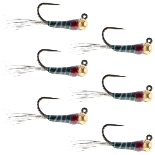 Tungsten Bead Black Perdigon Tactical Jig Euro Nymph - 6 Flies Size 18