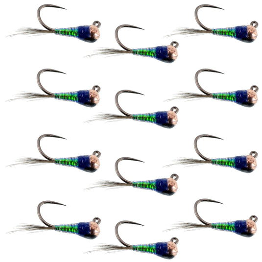 Tungsten Gasolina Perdigon Tactical Jig Euro Nymph 12 Flies Size 14