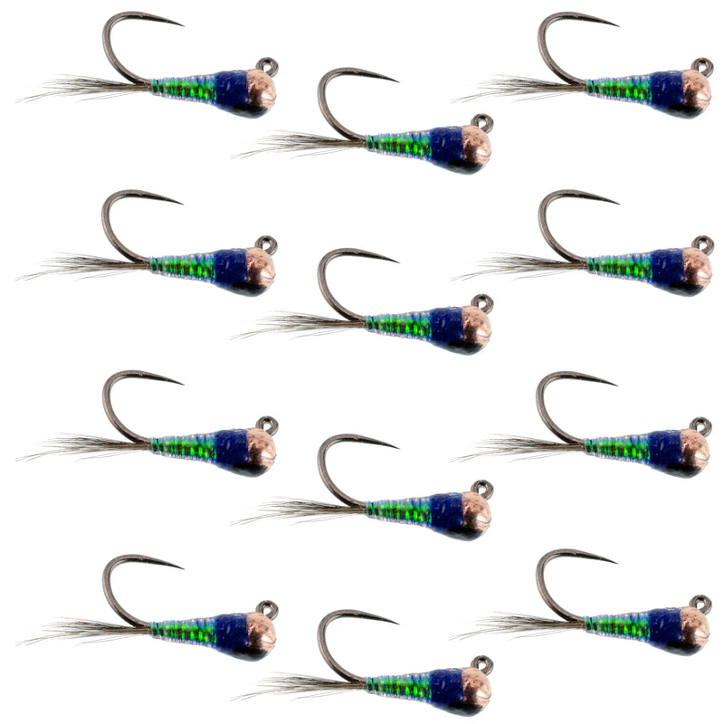 Load image into Gallery viewer, Tungsten Gasolina Perdigon Tactical Jig Euro Nymph 12 Flies Size 18
