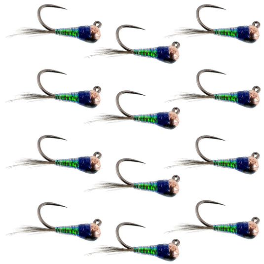 Tungsten Gasolina Perdigon Tactical Jig Euro Nymph 12 Flies Size 16