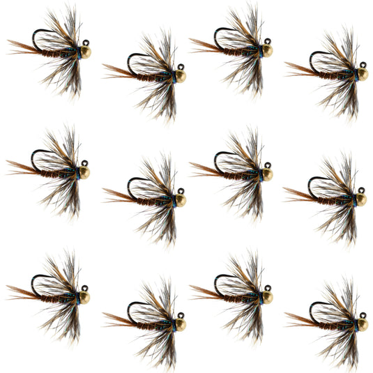 Tungsten Soft Hackle Pheasant Tail Tactical Euro Jig - 12 Flies Size 16