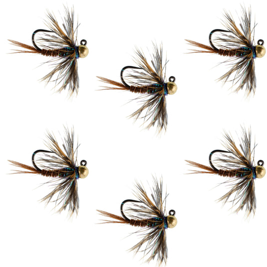 Tungsten Soft Hackle Pheasant Tail Tactical Nymph Euro Jig - 6 Flies Size 16