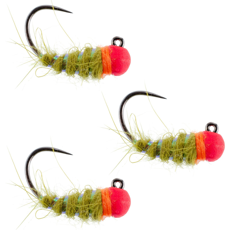 Load image into Gallery viewer, 3 Pack Tungsten Hot Bead Walt&#39;s Worm Jig Tactical Czech Nymph Euro Nymphing Fly - Hook Size 16
