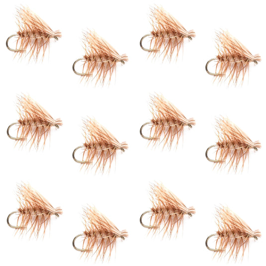 Barbless Tan Elk Hair Caddis Classic Trout Dry Flies 1 Dozen Flies Size 18