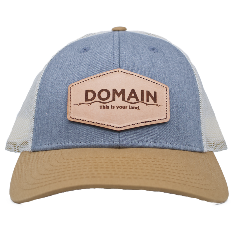 Load image into Gallery viewer, Domain Leather Patch Hat – Yellow/Grey
