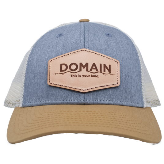 Domain Leather Patch Hat – Yellow/Grey