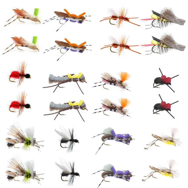 Load image into Gallery viewer, Trout Fly Assortment - Premium Terrestrial Flies - 24 Essential Hoppers, Ants and Beetles with Fly Box
