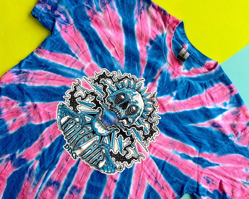 Load image into Gallery viewer, Rare Air Discs Glow Tie-Dye Shirt - RAD Skull
