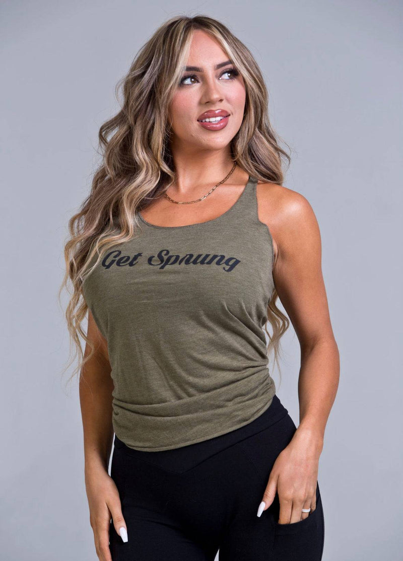 Load image into Gallery viewer, “GET SPRUNG” Women’s Racerback Tank Top S-XL

