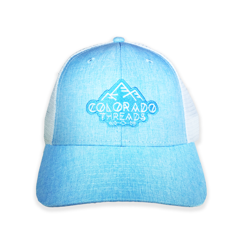 Load image into Gallery viewer, Threads Light Blue Trucker Hat

