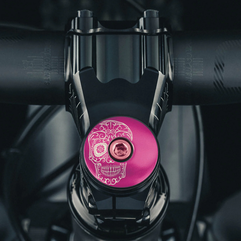 Load image into Gallery viewer, Vía de Muertos Sugar Skull Bicycle Headset Cap
