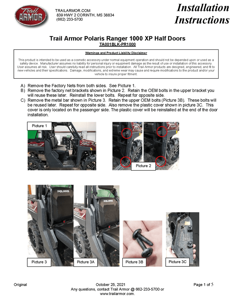 Load image into Gallery viewer, Trail Armor Half Doors for 2020-23 Ranger XP 1000
