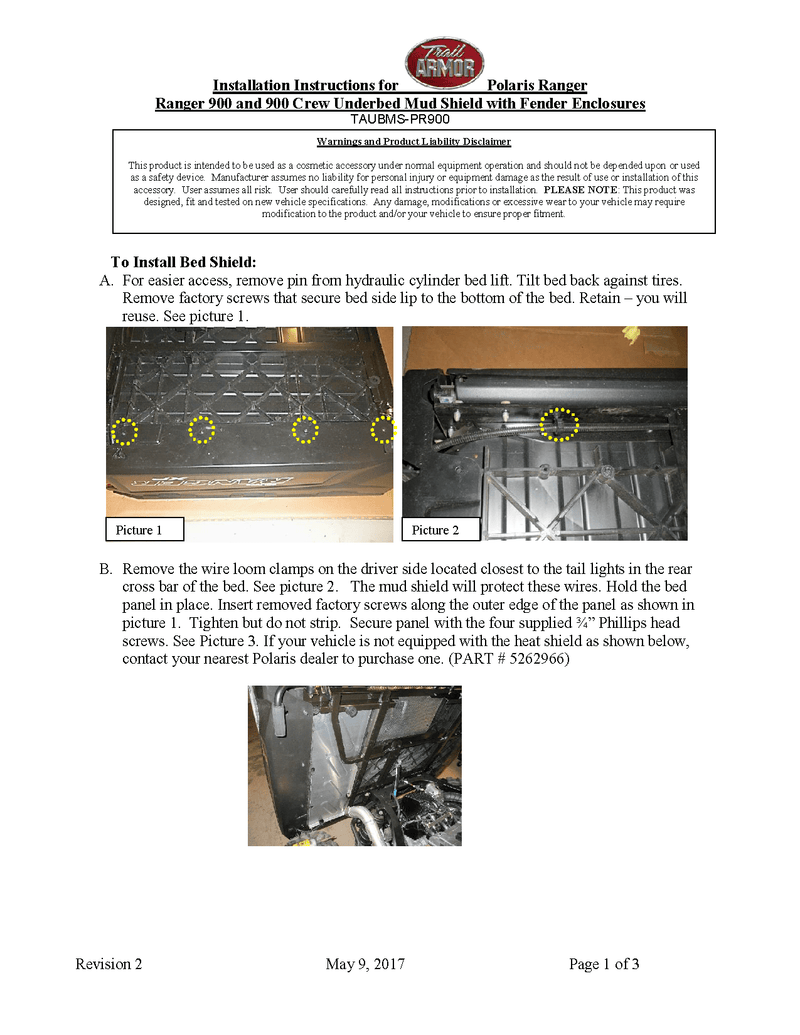 Load image into Gallery viewer, Trail Armor Underbed Mud Shield with Fender Enclosures for 2013-19 Ranger XP Model
