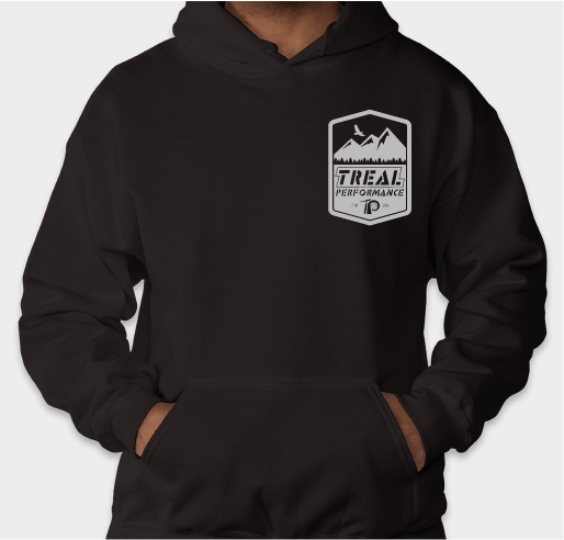 Load image into Gallery viewer, Treal Performance Made In USA | Grey Logo | Black Hoodie
