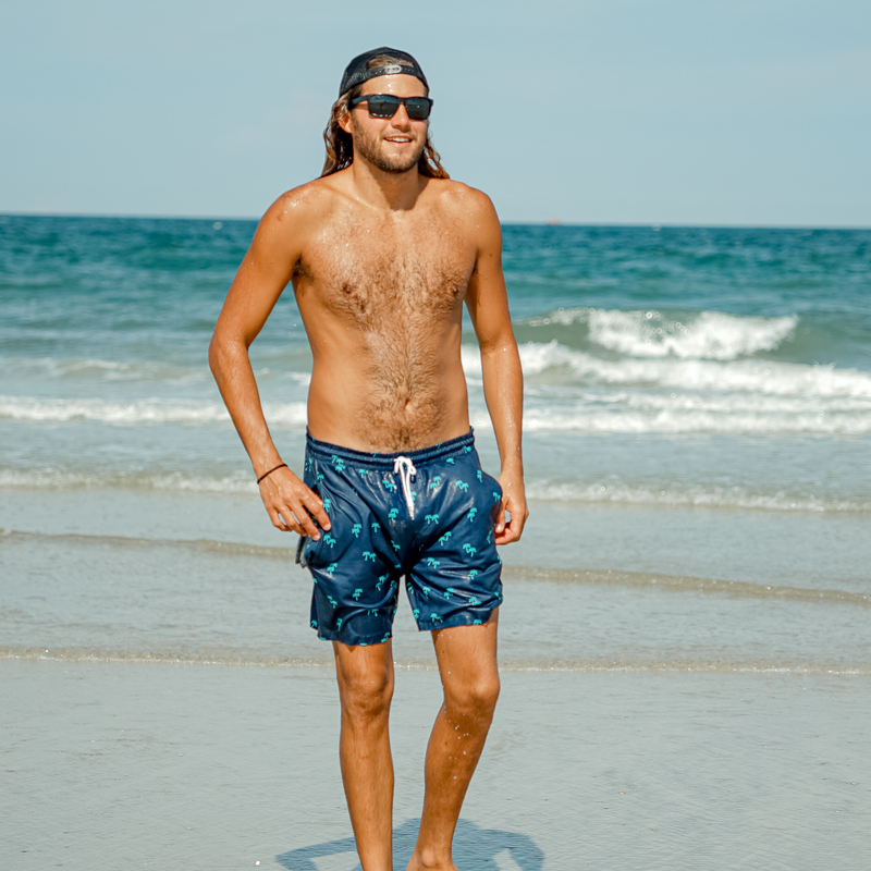 Load image into Gallery viewer, Tropical Trees - Waterproof Swim Shorts With A Waterproof Pocket
