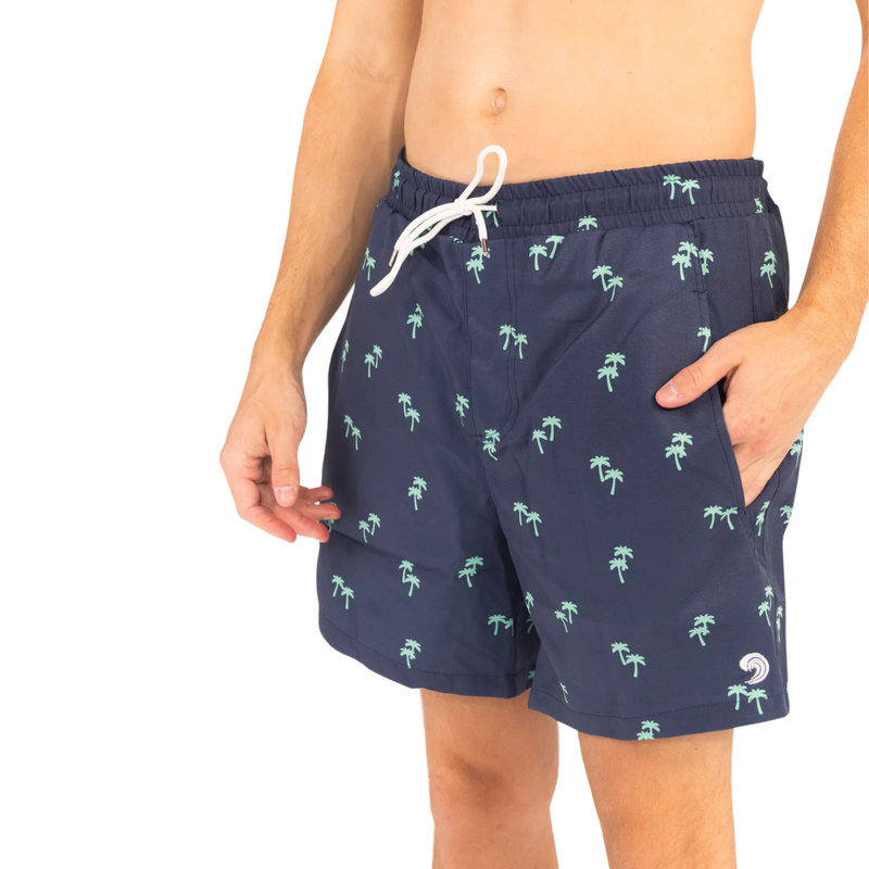 Load image into Gallery viewer, Tropical Trees - Waterproof Swim Shorts With A Waterproof Pocket
