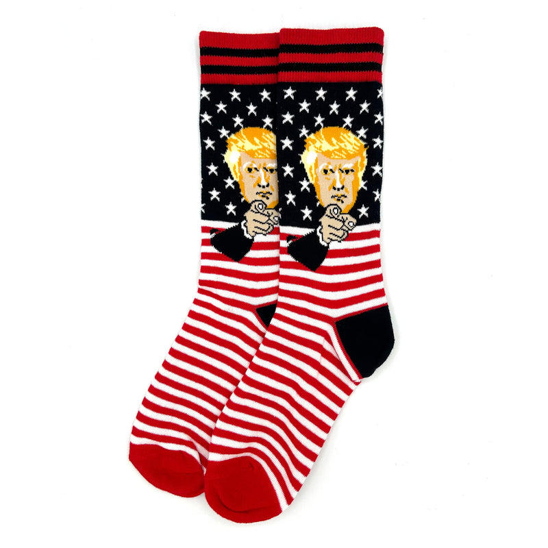 Load image into Gallery viewer, Trump USA Flag Novelty Socks
