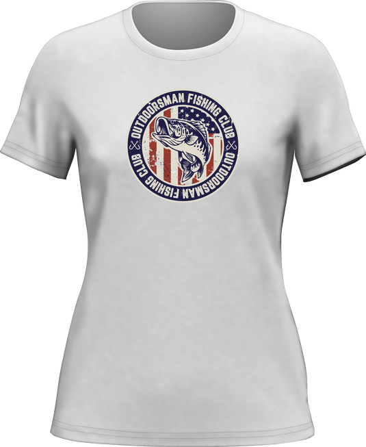 Outdoorsman Fishing Club Patriotic T-Shirt for Women