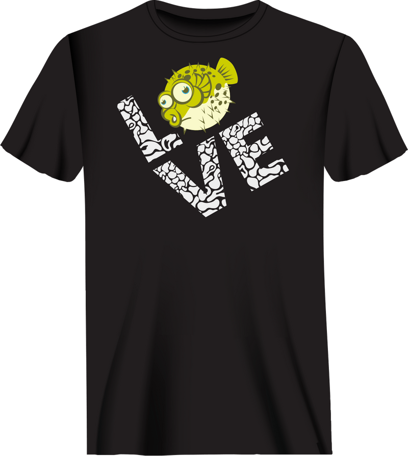 Load image into Gallery viewer, Love Fishing Green Blowfish Globe Man T-Shirt
